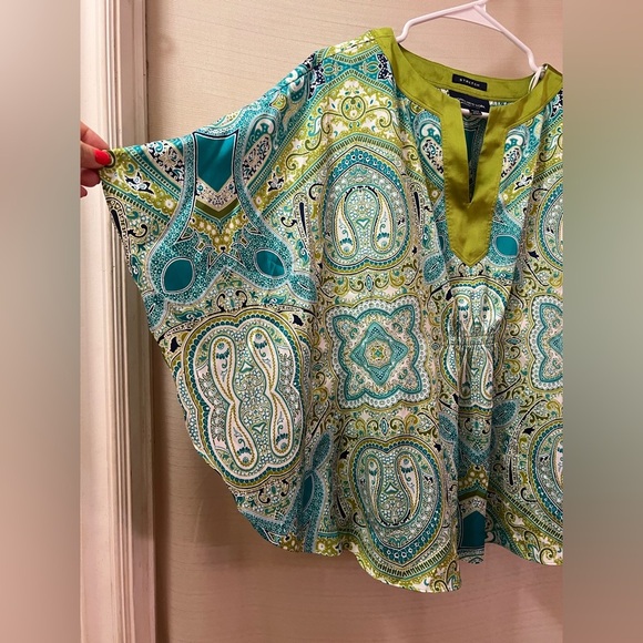 ⚫️ BOGO Jones New York Blue Green Paisley Women's Top Flowy summer Vacation SP - Picture 3 of 8